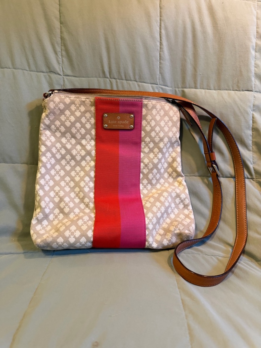 Kate Spade Pink & Red Stripe Crossbody Bag